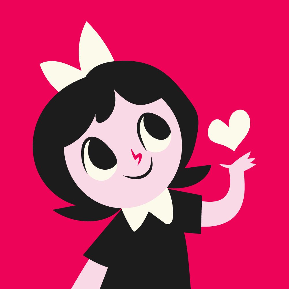 illustration of cute robot girl holding a heart